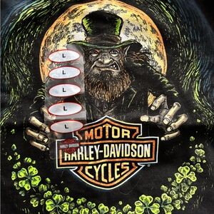 NWT Harley-Davidson Black and Green Leprechaun/Geneva NY Graphic Tee